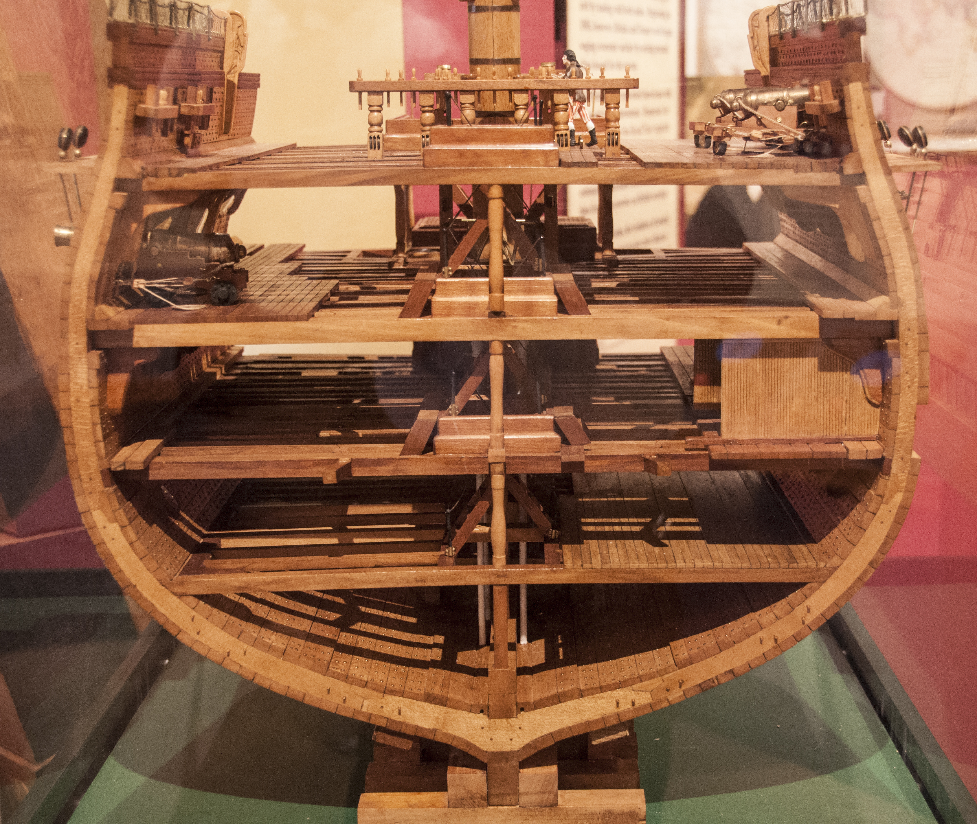 sross-section model of Old Ironsides made from wood removed from the 